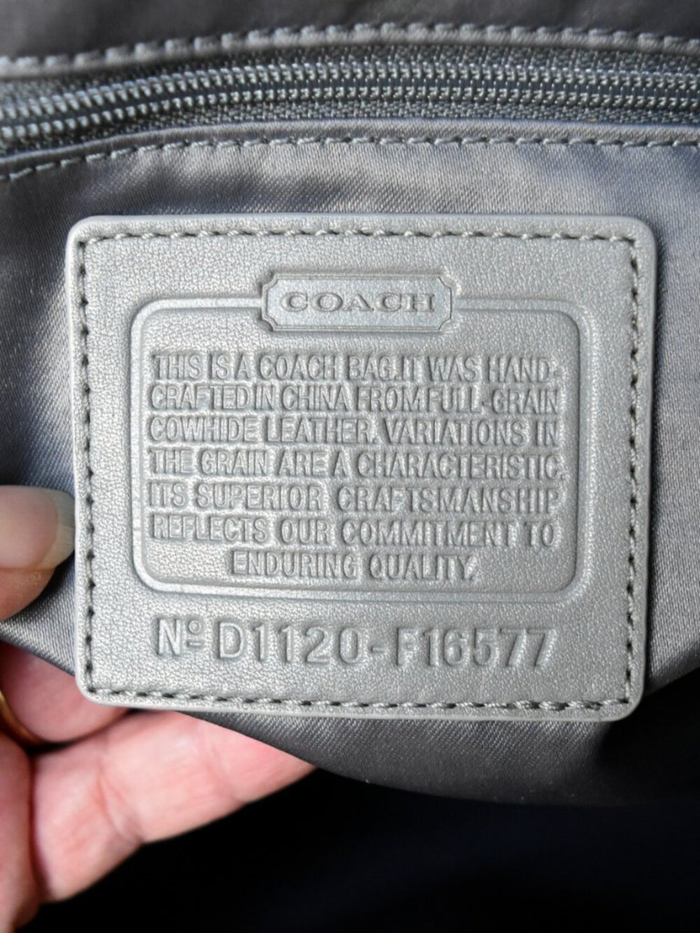 Coach Penelope Embossed Leather Satchel Gray 16577 Turnlock EUC - Picture 9 of 11